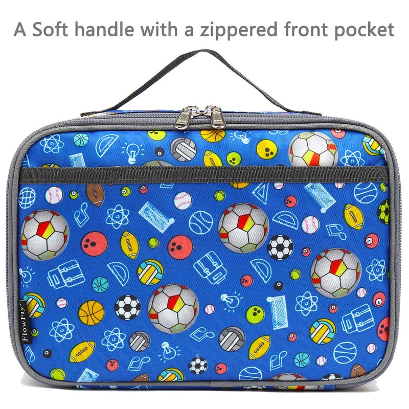 FlowFly Kids Lunch box Insulated Soft Bag Mini Cooler Back to School Thermal Meal Tote Kit for Girls, Boys,football - Image 2